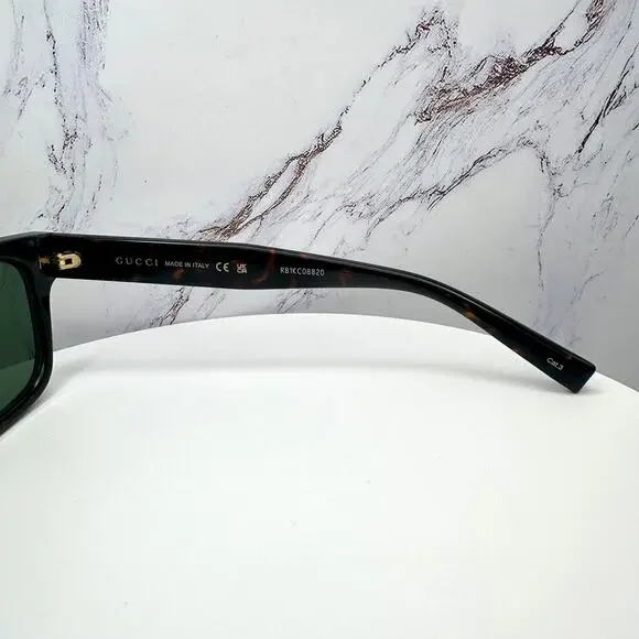 New GUCCI Sunglasses Brown Gold Red Green Web 55-20-145 mm Mens Square Gucci